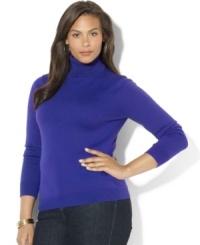 The ultimate in understated elegance, Lauren Ralph Lauren's chic plus size turtleneck is crafted from soft combed cotton and accented with Ralph Lauren's iconic monogram. The ultimate in understated elegance, Lauren Ralph Lauren's chic plus size turtleneck is crafted from soft combed cotton and accented with Ralph Lauren's iconic monogram.