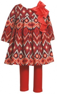 Bonnie Jean Girls 2-6X Flamestitch Print Top with Knit Legging, Orange, 4T Bonnie Jean Girls 2-6X Flamestitch Print Top with Knit Legging, Orange, 4T