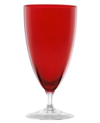 Raise a glass to Christmas spirit. This set of Tuscany red iced beverage glasses featuring deep burgundy bowls and clear stems get everyday tables set for holiday cheer. From Lenox glassware.