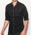 G by GUESS Allan Long-Sleeve Shirt, JET BLACK (XXL)