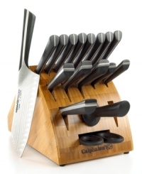 Truly one of a kind, the Katana set's authentic Japanese shapes make specialized tasks, such as boning and vegetable prep, a precise process. Thirty-three stainless steel layers of carbon steel ensure that this low-maintenance set will stay exceptionally sharp for longer periods, and the ergonomic handles are contoured for comfort and guaranteed to not chip, crack or peel. Lifetime warranty. Truly one of a kind, the Katana set's authentic Japanese shapes make specialized tasks, such as boning and vegetable prep, a precise process. Thirty-three stainless steel layers of carbon steel ensure that this low-maintenance set will stay exceptionally sharp for longer periods, and the ergonomic handles are contoured for comfort and guaranteed to not chip, crack or peel. Lifetime warranty.