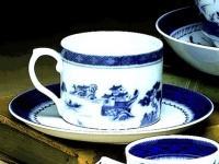 Mottahedeh Blue Canton Can Tea Cup & Saucer 2 in Mottahedeh Blue Canton Can Tea Cup & Saucer 2 in