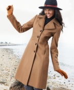 Nine West tailors a classic walker coat with modern updates like a gently-flared silhouette and a nipped-in waist for a feminine look.