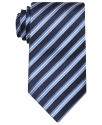 In a fresh stripe, this tie from Geoffrey Beene reimagines your workplace standard. In a fresh stripe, this tie from Geoffrey Beene reimagines your workplace standard.