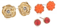 NINE WEST VINTAGE AMERICA Coral Crush Worn Gold, Coral Earrings Trio Set NINE WEST VINTAGE AMERICA Coral Crush Worn Gold, Coral Earrings Trio Set