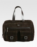 Handsomely designed to carry all of your essentials in style with endless versatility, this roomy weekender is rendered in a split suede with embossed corduroy print and a signature logo detail.Zip closureDouble top handlesExterior zip, flap pocketsInterior zip pocketLogo cotton liningSuede18W x 12H x 7DImported