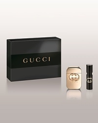 Guilty embodies the richness of amber and the fresh femininity of lilac. The fragrance speaks to the bold, trendy, but always authentic, Gucci character. It awakens the senses with a daring edge of sexyness and sensuality that is Gucci.Top Notes: Mandarin, Pink PepperHeart Notes: Peach, Lilac, GeraniumBase Notes: Ambery Notes, PatchouliSet includes: 75mL Eau de Toilette and 15mL Purse Spray Guilty embodies the richness of amber and the fresh femininity of lilac. The fragrance speaks to the bold, trendy, but always authentic, Gucci character. It awakens the senses with a daring edge of sexyness and sensuality that is Gucci.Top Notes: Mandarin, Pink PepperHeart Notes: Peach, Lilac, GeraniumBase Notes: Ambery Notes, PatchouliSet includes: 75mL Eau de Toilette and 15mL Purse Spray