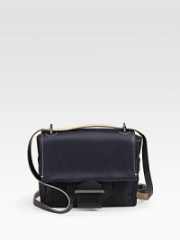 A petite flap-front silhouette pairs burnished glovetan, glazed bridle and vachetta leathers with a chic denim body.Adjustable crossbody strap, 24-26 dropSnap flap closureOne outside open pocketOne inside zip pocketOne inside open pocketFully lined7W X 6H X 2DImported A petite flap-front silhouette pairs burnished glovetan, glazed bridle and vachetta leathers with a chic denim body.Adjustable crossbody strap, 24-26 dropSnap flap closureOne outside open pocketOne inside zip pocketOne inside open pocketFully lined7W X 6H X 2DImported