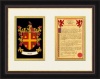 Reed Ancestry Coat of Arms Frame Cherry with Gold Accent 9 X 12 Beveled-cut Double Mat Wall Décor