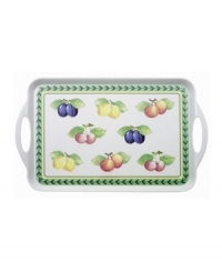 Bring the lush bounty of the French countryside to your table with this versatile tray from Villeroy & Boch's serveware and serving dishes collection. Fresh summer fruits and a leaf garland adorn lightweight melamine for indoor and outdoor dining. Bring the lush bounty of the French countryside to your table with this versatile tray from Villeroy & Boch's serveware and serving dishes collection. Fresh summer fruits and a leaf garland adorn lightweight melamine for indoor and outdoor dining.