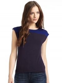 THE LOOKColorblock designRound necklineCap sleevesTHE FITAbout 24 from shoulder to hemTHE MATERIAL95% viscose/5% spandexCARE & ORIGINHand washImportedModel shown is 5'9½ (176cm) wearing US size Small.6 THE LOOKColorblock designRound necklineCap sleevesTHE FITAbout 24 from shoulder to hemTHE MATERIAL95% viscose/5% spandexCARE & ORIGINHand washImportedModel shown is 5'9½ (176cm) wearing US size Small.6