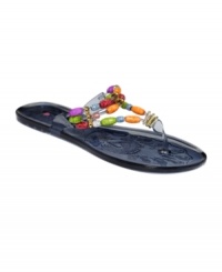 Super bright. Penny Loves Kenny's Urbanna jelly thong sandals feature colorful decorative detailing on the thong straps. Super bright. Penny Loves Kenny's Urbanna jelly thong sandals feature colorful decorative detailing on the thong straps.