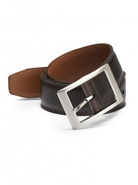 THE LOOKGlazed leather designMetal square buckleNotch closureTHE MEASUREMENTWidth, 1¾THE MATERIALItalian leatherORIGINMade in CanadaThis item was originally available for purchase at Saks Fifth Avenue OFF 5TH stores. THE LOOKGlazed leather designMetal square buckleNotch closureTHE MEASUREMENTWidth, 1¾THE MATERIALItalian leatherORIGINMade in CanadaThis item was originally available for purchase at Saks Fifth Avenue OFF 5TH stores.
