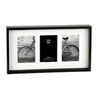 Preserve and present treasured photos in Prinz's black pine wood frame. White beveled matting highlights three images while the shadow box design adds depth and dimension.