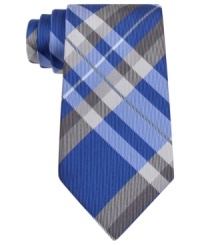 Color-contrast plaid adds visual pop to any classic solid shirt for a properly pulled together look via Kenneth Cole Reaction. Color-contrast plaid adds visual pop to any classic solid shirt for a properly pulled together look via Kenneth Cole Reaction.