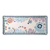 Sultana is a graphic and contemporary design in turquoise, orange, navy, and lavender inspired by laces of the Orient. Sultana is a graphic and contemporary design in turquoise, orange, navy, and lavender inspired by laces of the Orient.