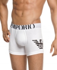 Get the comfort and support of an ultra-sleek fit with the signature style of Armani in these eagle boxer briefs. Get the comfort and support of an ultra-sleek fit with the signature style of Armani in these eagle boxer briefs.
