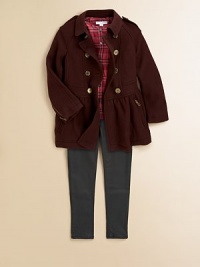 A sophisticated, skirt-inspired silhouette features traditional trench styling and zippered details.Shoulder epaulettesShirt collarLong sleeves with zippered cuffsDouble-breasted button frontBanded waistAngled pockets with zip closureSkirted bottomFully lined70% virgin wool/20% polyamide/10% cashmereHand washImported Please note: Number of buttons may vary depending on size ordered. A sophisticated, skirt-inspired silhouette features traditional trench styling and zippered details.Shoulder epaulettesShirt collarLong sleeves with zippered cuffsDouble-breasted button frontBanded waistAngled pockets with zip closureSkirted bottomFully lined70% virgin wool/20% polyamide/10% cashmereHand washImported Please note: Number of buttons may vary depending on size ordered.