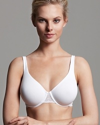 A soft stretchy underwire bra with ornate lace detail along front and wings, a delicate style from Le Mystère. Style #9922 A soft stretchy underwire bra with ornate lace detail along front and wings, a delicate style from Le Mystère. Style #9922