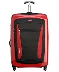 In a race of its own-Tumi and Ducati partner to change the face of travel with this sleek and innovative design. Life on the fast track demands sophisticated, innovative and bold solutions, which this fully-stocked upright puts on the map. Ready for any adventure with a hardside construction that protects your belongings, plus endless interior features, like organizational pockets and tie-down straps, that tackle travel on the fly. 5-year warranty. In a race of its own-Tumi and Ducati partner to change the face of travel with this sleek and innovative design. Life on the fast track demands sophisticated, innovative and bold solutions, which this fully-stocked upright puts on the map. Ready for any adventure with a hardside construction that protects your belongings, plus endless interior features, like organizational pockets and tie-down straps, that tackle travel on the fly. 5-year warranty.