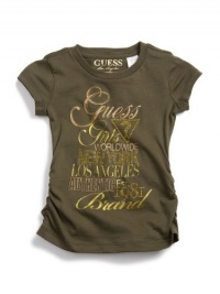 GUESS Kids Girls Triangle Logo Tee, DUSTY GREEN (14)