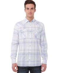 Mix up your casual look from the standard fare with this cool plaid shirt from Buffalo David Bitton. Mix up your casual look from the standard fare with this cool plaid shirt from Buffalo David Bitton.