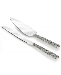 Luxe silver plate blossoms into the gorgeous Sunday Rose cake knife and server with Monique Lhuillier's designer touch. A beautiful way to slice wedding and birthday cakes. Luxe silver plate blossoms into the gorgeous Sunday Rose cake knife and server with Monique Lhuillier's designer touch. A beautiful way to slice wedding and birthday cakes.