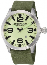 Stuhrling Original Men's 141B.331D5 Aviator Tuskegee Skylancer Swiss Quartz Date Green Canvas Strap Watch Stuhrling Original Men's 141B.331D5 Aviator Tuskegee Skylancer Swiss Quartz Date Green Canvas Strap Watch