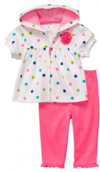 Carters Polka Dot Hooded Zip Up Cardigan Set PINK 18 Mo Carters Polka Dot Hooded Zip Up Cardigan Set PINK 18 Mo