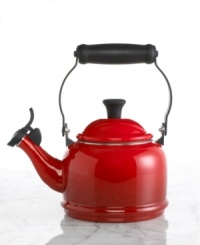Elegant and timeless, this whistling tea kettle is an instant classic on any stovetop and great way to revive tea time for two. The glossy enamel finish adds colors to your range and is a cozy addition to your home. Lifetime warranty. Elegant and timeless, this whistling tea kettle is an instant classic on any stovetop and great way to revive tea time for two. The glossy enamel finish adds colors to your range and is a cozy addition to your home. Lifetime warranty.