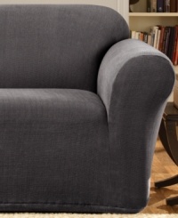 Fashionably modern with a subtle two-toned pattern, the Stretch Metro slipcover from Sure Fit makes updating furniture effortless! Its one-piece construction offers complete coverage that tucks neatly and stays securely in place. Fashionably modern with a subtle two-toned pattern, the Stretch Metro slipcover from Sure Fit makes updating furniture effortless! Its one-piece construction offers complete coverage that tucks neatly and stays securely in place.