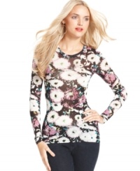 Go for winter florals with this BCBGMAXAZRIA top, perfect for adding a pop of print to your cold-weather look!