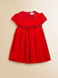 Beautiful, plush velvet lends a royal touch to this festive frock with silk Peter Pan collar, pleated skirt and rosettes at the waist.Silk Peter Pan collarShort puff sleevesBack zipperWaistband with tiePleated skirtCottonMachine washImported Beautiful, plush velvet lends a royal touch to this festive frock with silk Peter Pan collar, pleated skirt and rosettes at the waist.Silk Peter Pan collarShort puff sleevesBack zipperWaistband with tiePleated skirtCottonMachine washImported