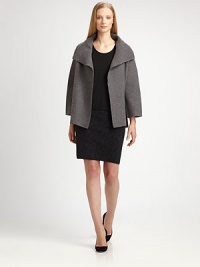 A boiled-wool coat with a chic funnel neck offering a relaxed-yet-flattering fit and an ultra-feminine curved hem.Funnel neckLong sleevesSnap frontSlash pocketsCurved hemAbout 26 from shoulder to hemWoolDry cleanImported Model shown is 5'10 (177cm) wearing US size Small. A boiled-wool coat with a chic funnel neck offering a relaxed-yet-flattering fit and an ultra-feminine curved hem.Funnel neckLong sleevesSnap frontSlash pocketsCurved hemAbout 26 from shoulder to hemWoolDry cleanImported Model shown is 5'10 (177cm) wearing US size Small.