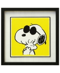 Snoopy and Woodstock hug it out in this Joe Cool framed art print, featuring a sunny yellow backdrop, ivory mat and black wooden frame. Snoopy and Woodstock hug it out in this Joe Cool framed art print, featuring a sunny yellow backdrop, ivory mat and black wooden frame.