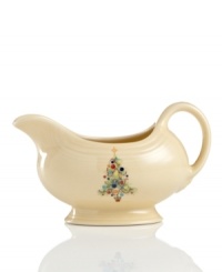Make it merry. An extra-festive twist on an old favorite, the Christmas Tree gravy boat is decked with ornaments to match every Fiesta color. Make it merry. An extra-festive twist on an old favorite, the Christmas Tree gravy boat is decked with ornaments to match every Fiesta color.