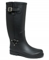 Dirty Laundry's Roadhouse Rain Boots are a unique look for rainy days with a leather-look upper, man-made shearling touches, buckle embellishments and an adventurous silhouette.