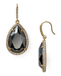 Hematite colored glass stones are set of by gleaming metal on this pair if ABS by Allen Schwartz drop earrings, which dangle from elegant French wire backs. Hematite colored glass stones are set of by gleaming metal on this pair if ABS by Allen Schwartz drop earrings, which dangle from elegant French wire backs.