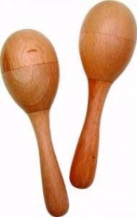 Basic Beat BB013 Pair of Natural Wood Maracas (with 2 Head)