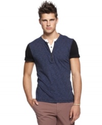 Need a t-shirt upgrade? Try this hip double layer shirt from Bar III to raise your game. Need a t-shirt upgrade? Try this hip double layer shirt from Bar III to raise your game.