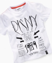 Rock to the beat of NYC with this short sleeve t-shirt by DKNY. Rock to the beat of NYC with this short sleeve t-shirt by DKNY.