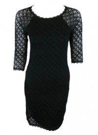 Aqua Womens Eyelet 3/4 Sleeve Stretch Fitted Dress Aqua Womens Eyelet 3/4 Sleeve Stretch Fitted Dress