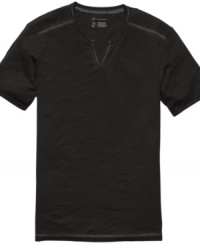 It's time to step-up your t-shirt style with this cool split neck tee from INC International Concepts. It's time to step-up your t-shirt style with this cool split neck tee from INC International Concepts.
