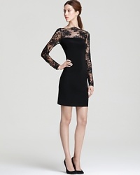 A sequin-bedecked lace yoke and sleeves lend romantic flair to this ultra-chic ABS by Allen Schwartz dress. A sequin-bedecked lace yoke and sleeves lend romantic flair to this ultra-chic ABS by Allen Schwartz dress.