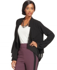 With draped details and a cutaway hem, this BCBGeneration blazer is a perfect combo of menswear attitude and feminine fluidity! With draped details and a cutaway hem, this BCBGeneration blazer is a perfect combo of menswear attitude and feminine fluidity!