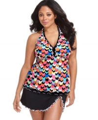 Flirty ruffles make a sunny splash on this Profile by Gottex plus size skirted bottom! Flirty ruffles make a sunny splash on this Profile by Gottex plus size skirted bottom!