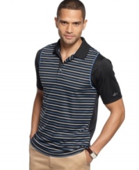 A stroke of genius. Play like you have all the answers in this Greg Norman polo shirt featuring moisture management and UPF protection. A stroke of genius. Play like you have all the answers in this Greg Norman polo shirt featuring moisture management and UPF protection.