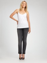 High-waisted denim corduroy with classic pencil legs for a slimming fit.THE FITHigh waistband Pencil leg Inseam, about 32THE DETAILSZip fly Button closure Five-pocket style 97% cotton/3% Lycra Machine wash Made in USA High-waisted denim corduroy with classic pencil legs for a slimming fit.THE FITHigh waistband Pencil leg Inseam, about 32THE DETAILSZip fly Button closure Five-pocket style 97% cotton/3% Lycra Machine wash Made in USA