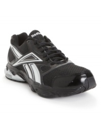 This pair of men's running shoes offers comfort and support with traction and durability. These performance-enhancing men's sneakers from Reebok have it all contained in a sleek and versatile design. This pair of men's running shoes offers comfort and support with traction and durability. These performance-enhancing men's sneakers from Reebok have it all contained in a sleek and versatile design.
