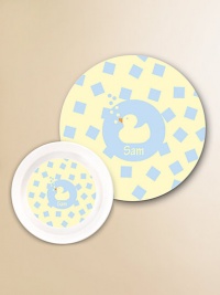 Mealtime will never be the same once the little gal or guy in your life has a personalized plate and bowl. Crafted from break-resistant melamine that's sure to withstand their every move. Includes 10 plate and 20-ounce bowl Dishwasher safe Made in USA FOR PERSONALIZATION Select a quantity, then scroll down and click on PERSONALIZE & ADD TO BAG to choose and preview your personalization options. Please allow 2 weeks for delivery. Mealtime will never be the same once the little gal or guy in your life has a personalized plate and bowl. Crafted from break-resistant melamine that's sure to withstand their every move. Includes 10 plate and 20-ounce bowl Dishwasher safe Made in USA FOR PERSONALIZATION Select a quantity, then scroll down and click on PERSONALIZE & ADD TO BAG to choose and preview your personalization options. Please allow 2 weeks for delivery.